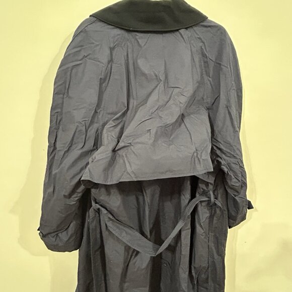 Vintage London Fog Navy Double-Breasted Trench Coat Belt Lined Overcoat Size 44 - Picture 8 of 13